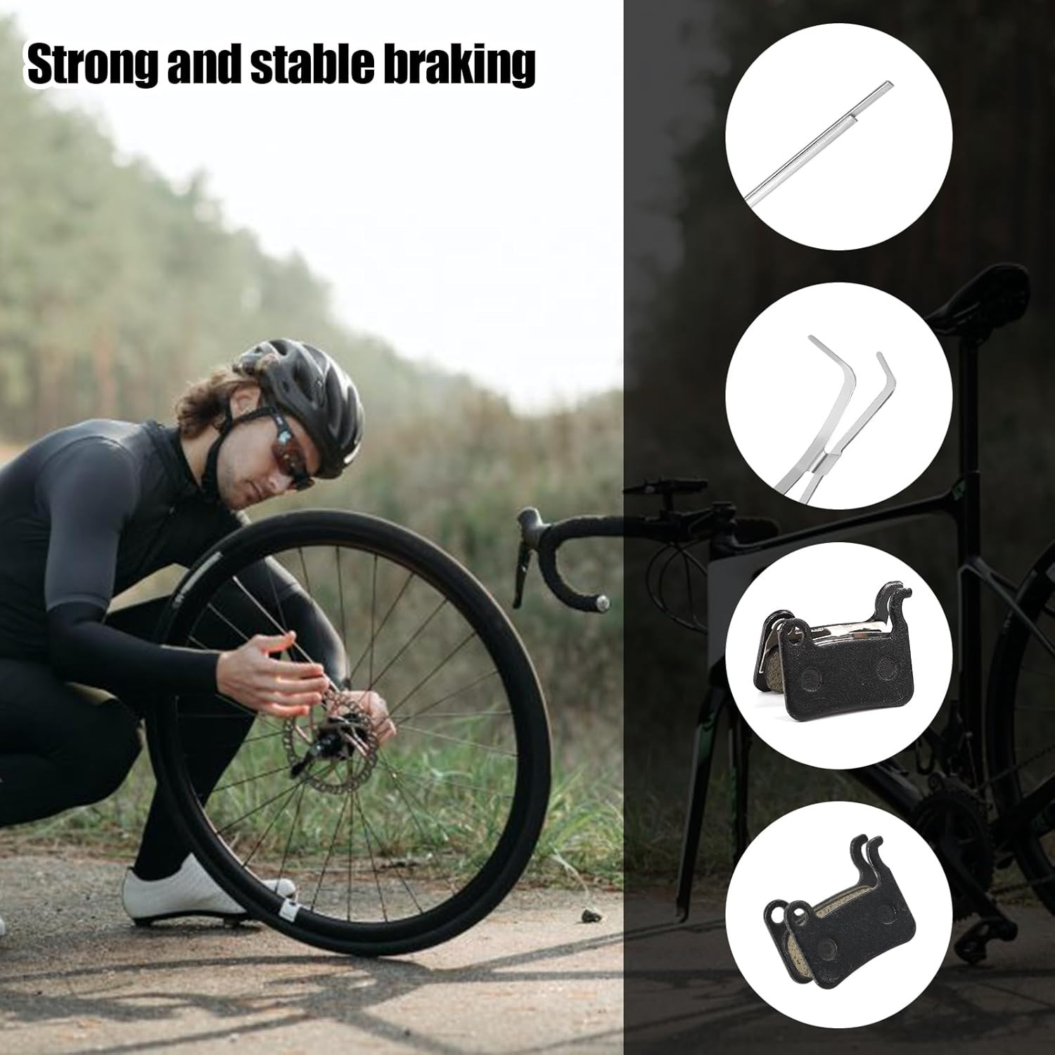 4 Pairs Bike Brake Pads for Shimano Disc Brakes, Resin Semi-Metal Replacement