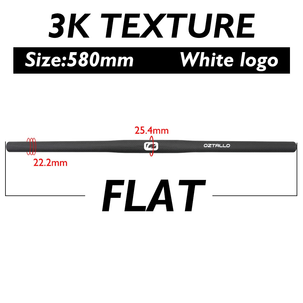 Carbon Fiber Mountain Bike Handlebars 25.4mm Clamp Diameter Flat Riser Bar