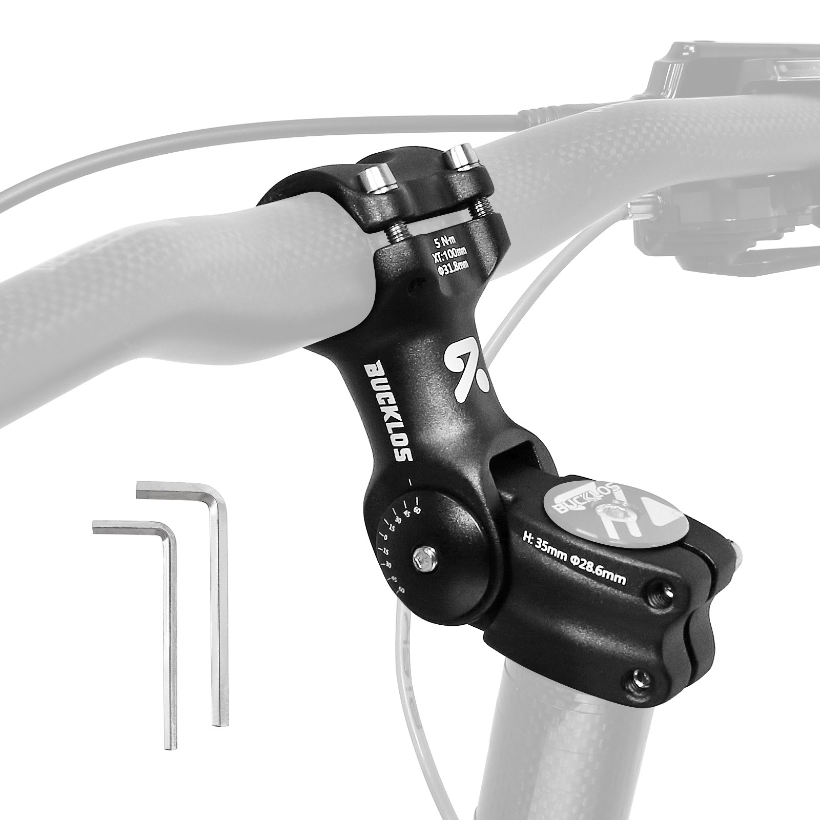 BUCKLOS 31.8mm Mountain Road Bike Stem Riser Adjustable 100/110/120mm Handlebar