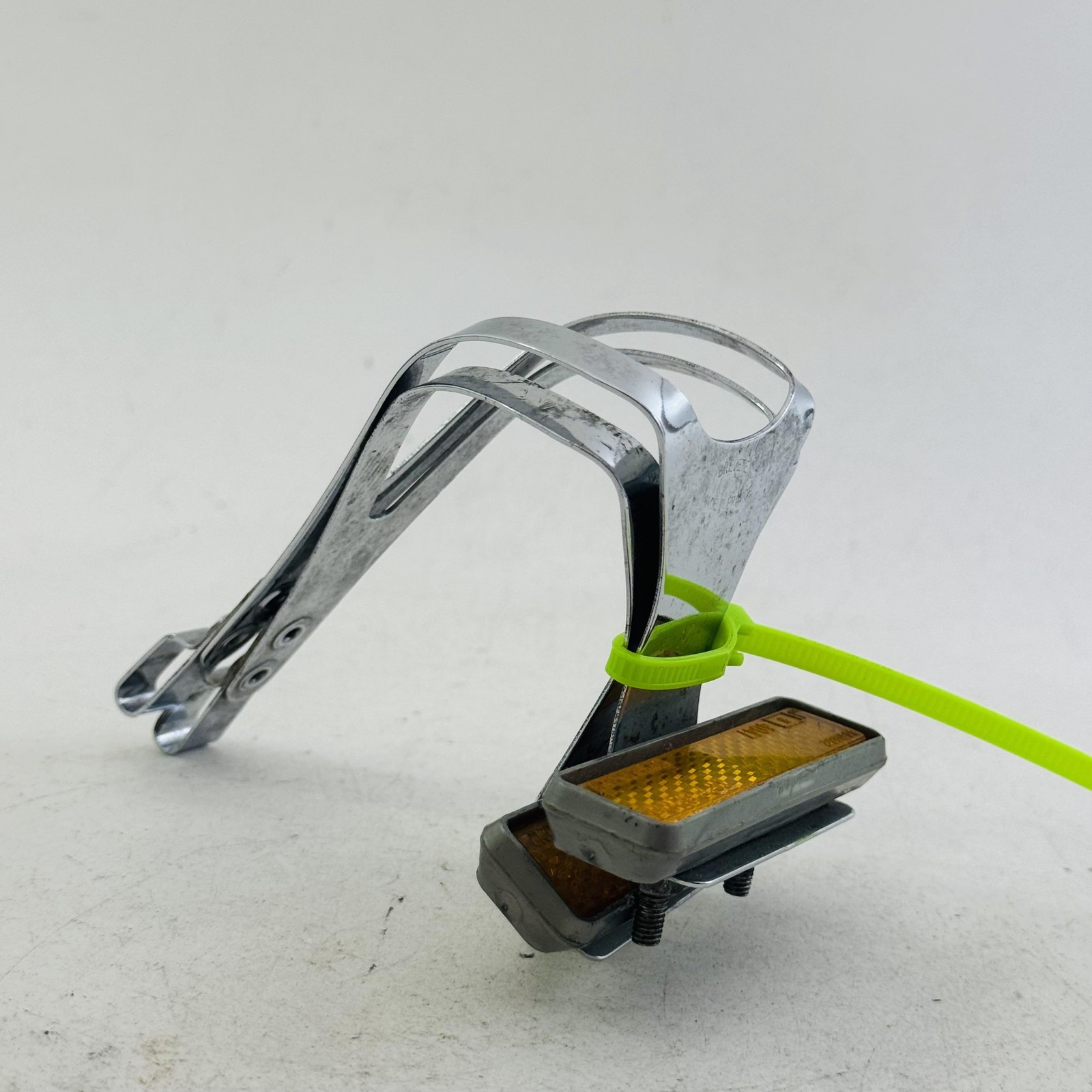 Vintage Christophe Steel Toe Clips Bike Silver Medium Steel France Reflector A98