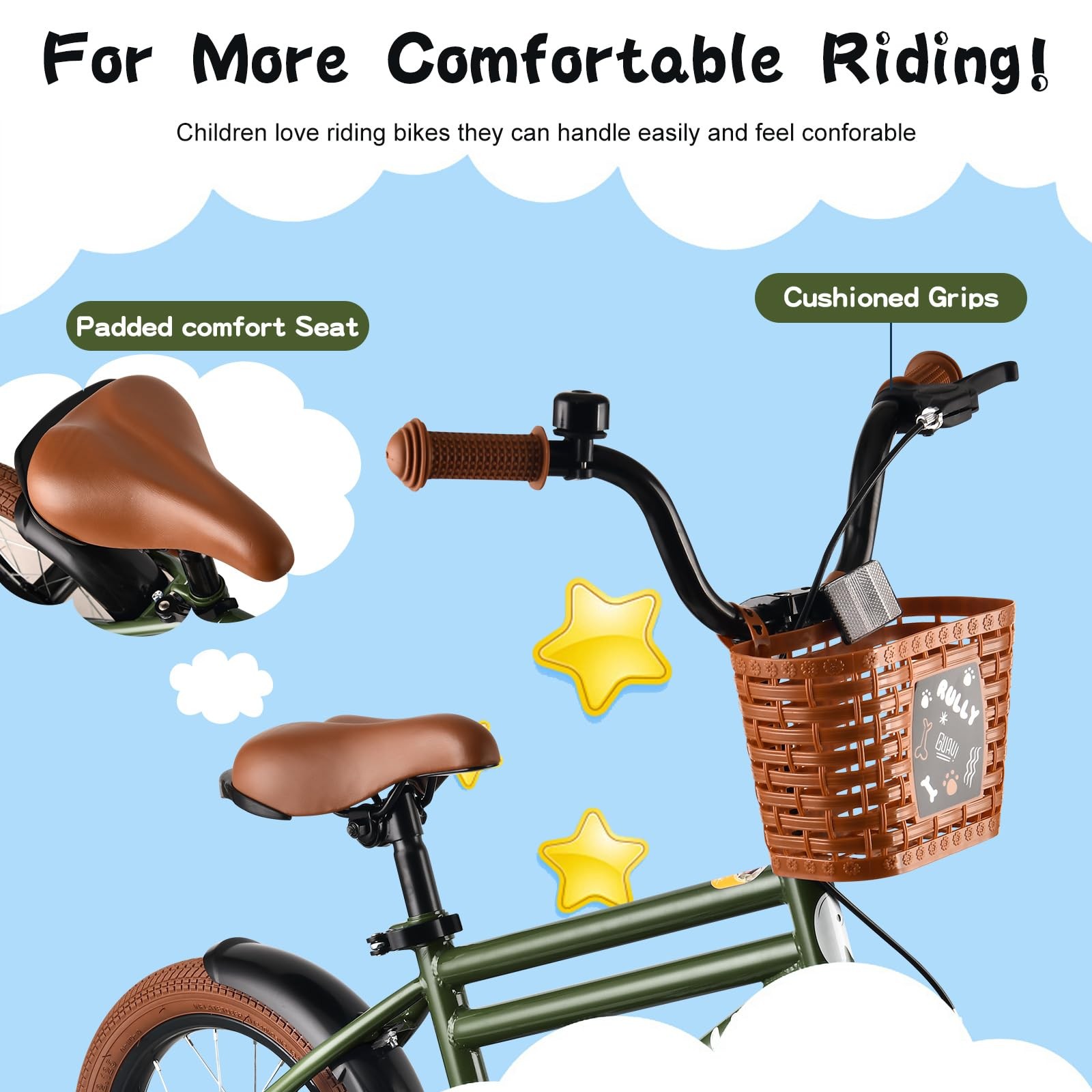Rully 12 Inch Boys Bike For Kids Ages 2 3 4 Green Toddler Bicycle Training