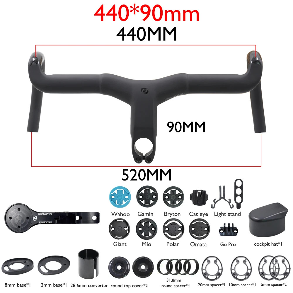 Carbon Gravel Road Bike Handlebar 31.8mm Di2 380-440mm with Computer Mount