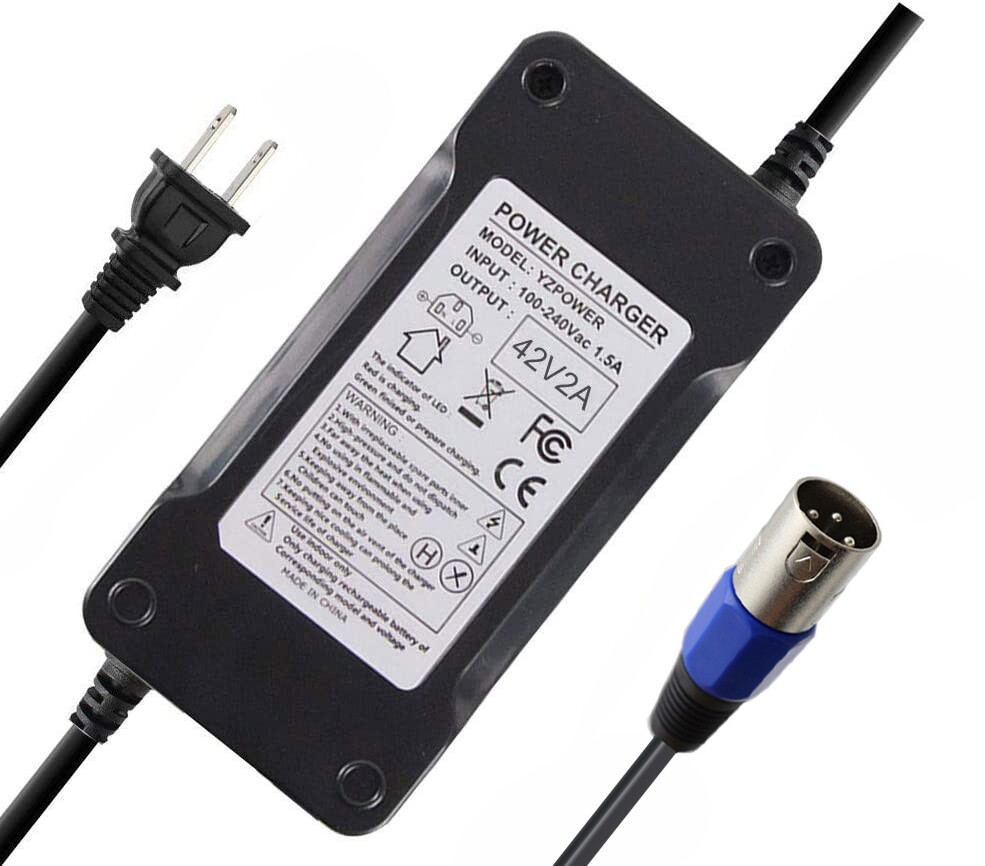 42V SMART CHARGER XLR Microphone FOR 36V LI-ION EBIKE ELECTRIC BICYCLE BATTERY