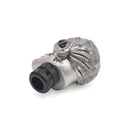 Silver Tone Skull Head Shaped Manual Stick Gear Shift Knob Lever Shifter for