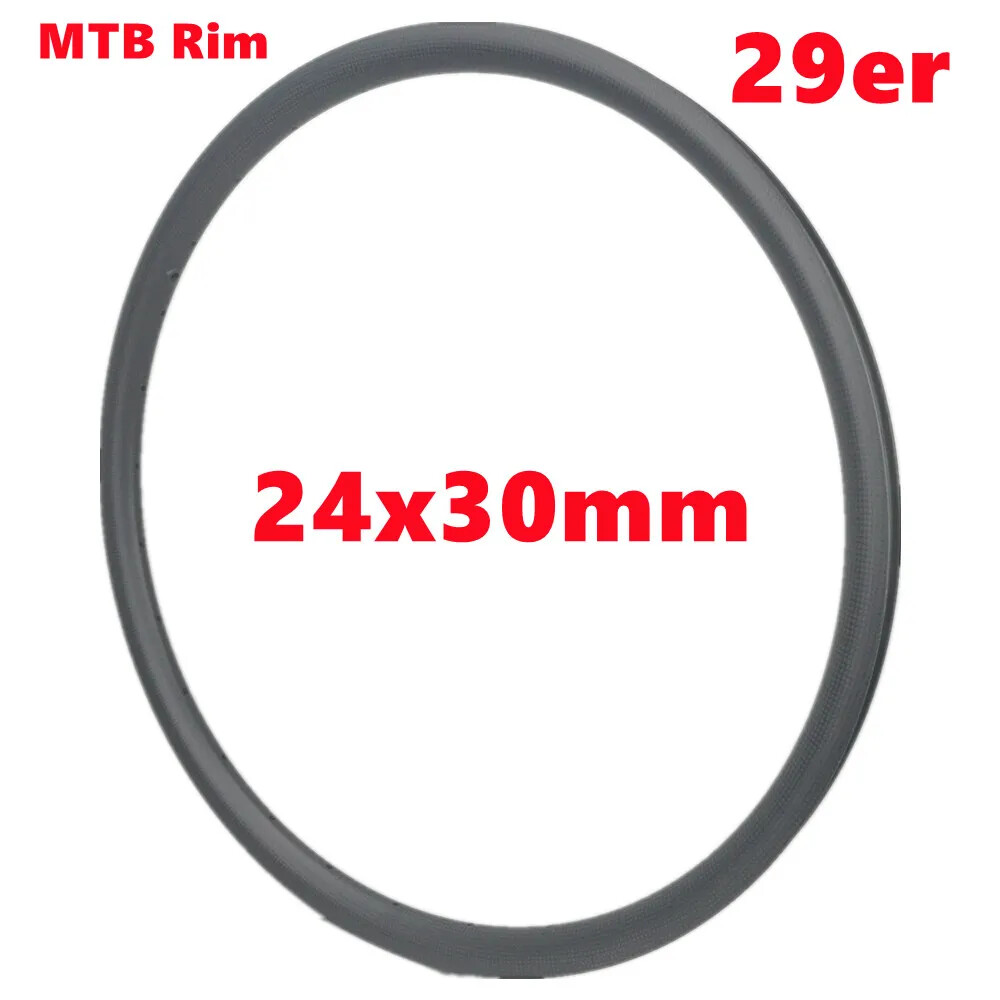 29er 24x30mm MTB XC Bicycle Asymmetric Super Light Carbon Rim UD Matte 28 Holes