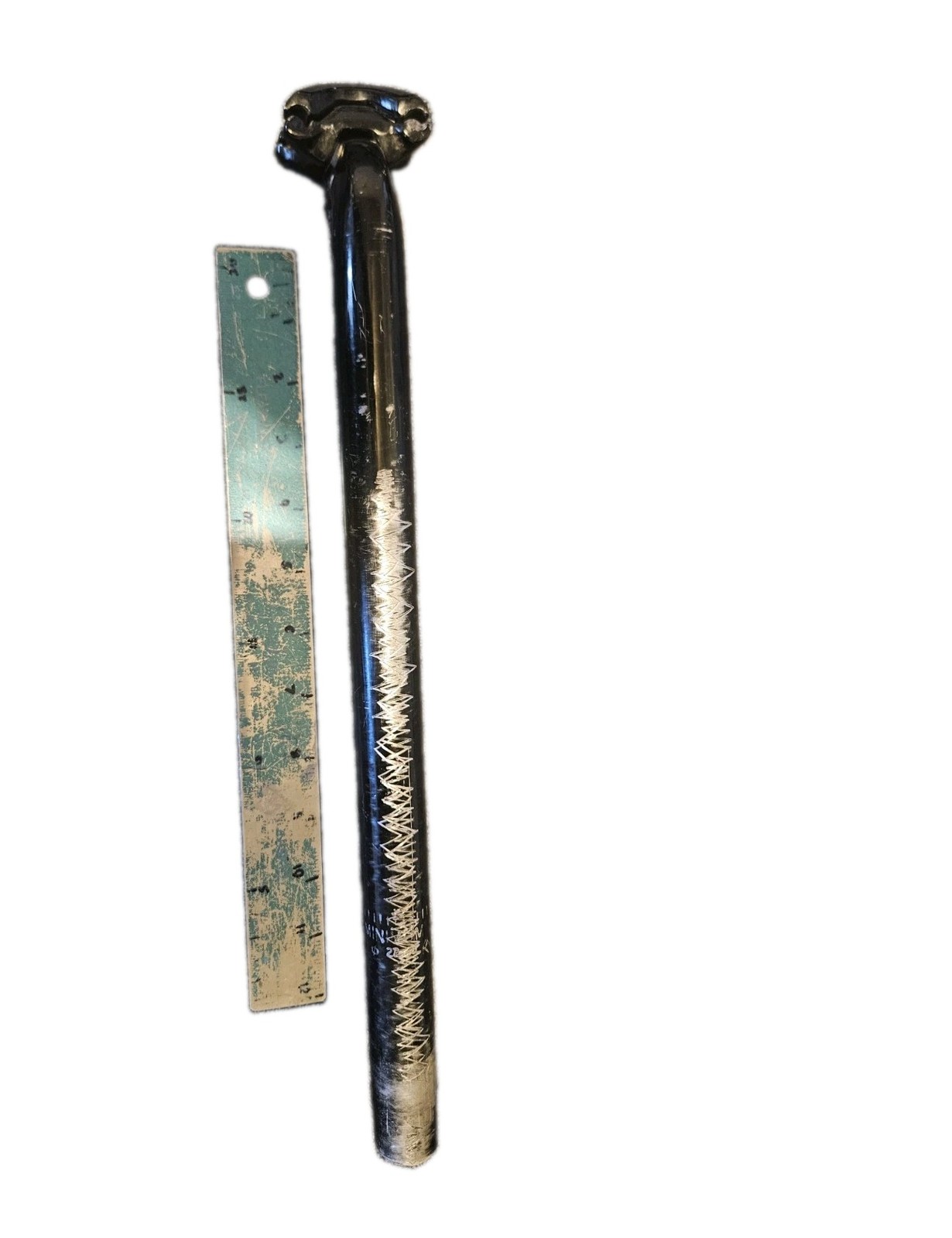 Black Metal Plain Bicycle Seatpost 27.2mm x 350mm w/ Saddle Clamp Head
