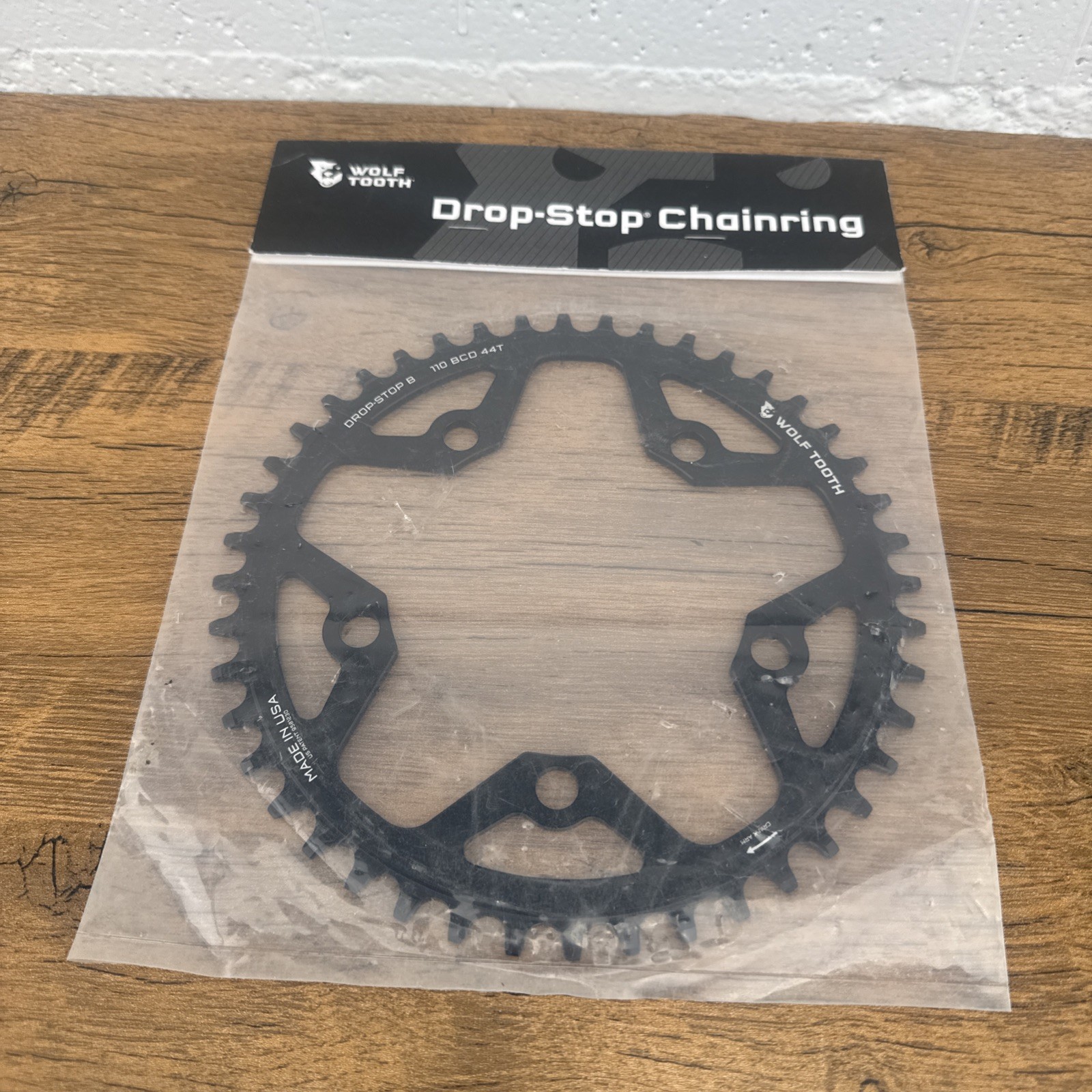 Wolf Tooth 44T Alloy Chainring 110 BCD Drop-Stop for Gravel, CX & Road Bikes