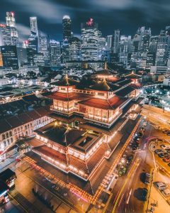 This photo is for Buddha Tooth Relic Temple and Museum in Singapore, which only lights up a few times in a year during special occasions.