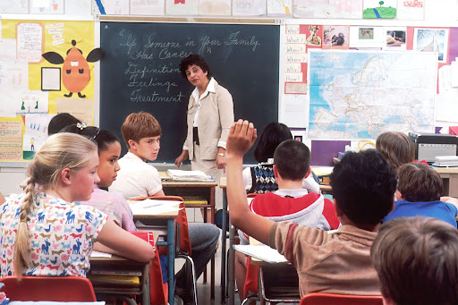 Teacher in front a classroom