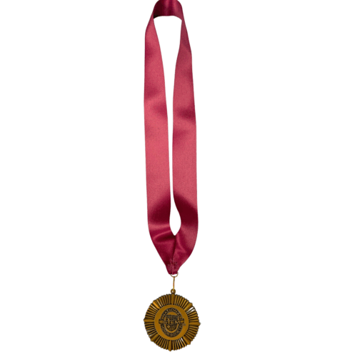 Olympic style medal in red color